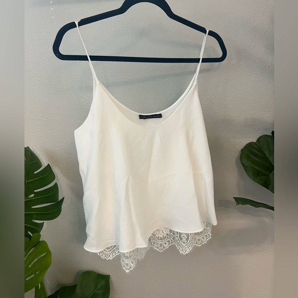 White silk lace cami with spaghetti straps
